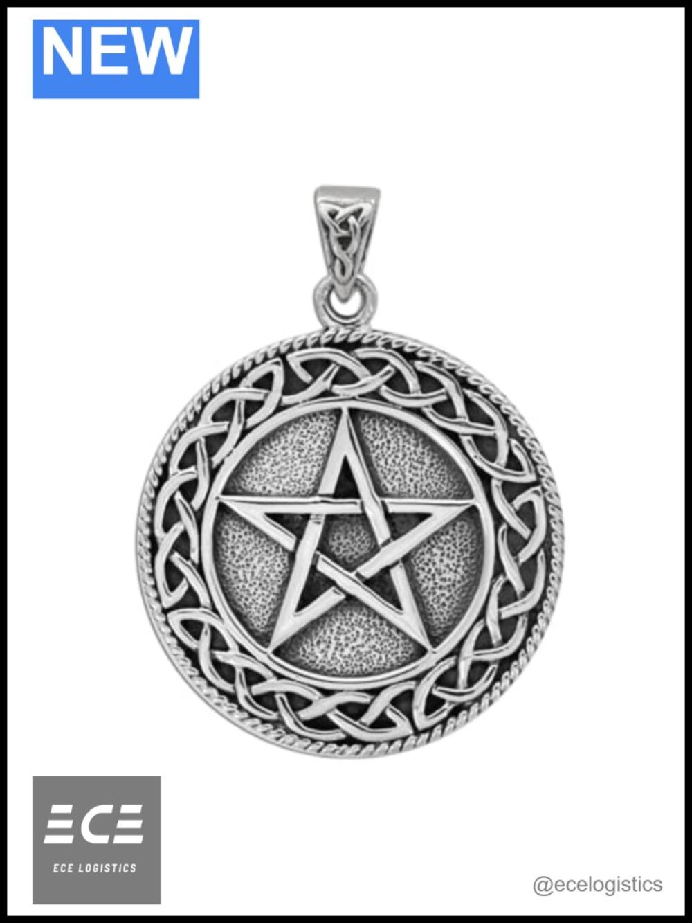 Celtic Knot Pentacle Pendant Sterling Silver Wiccan Jewelry